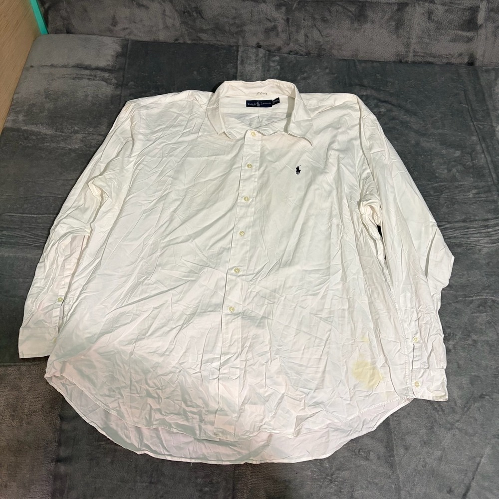 Ralph Lauren Shirt Mens 2XL XXL Long Sleeve Button Down Flesh Pony White
